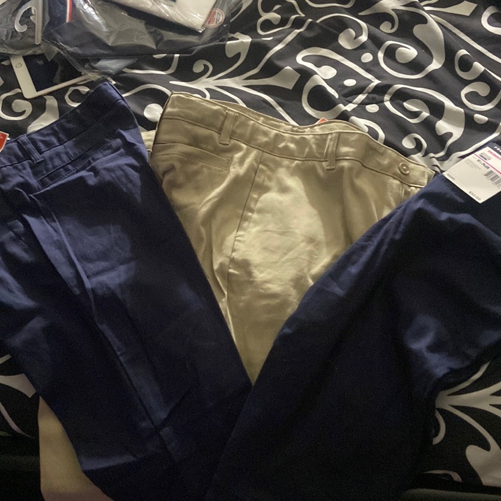 i’m selling tan and blue pants